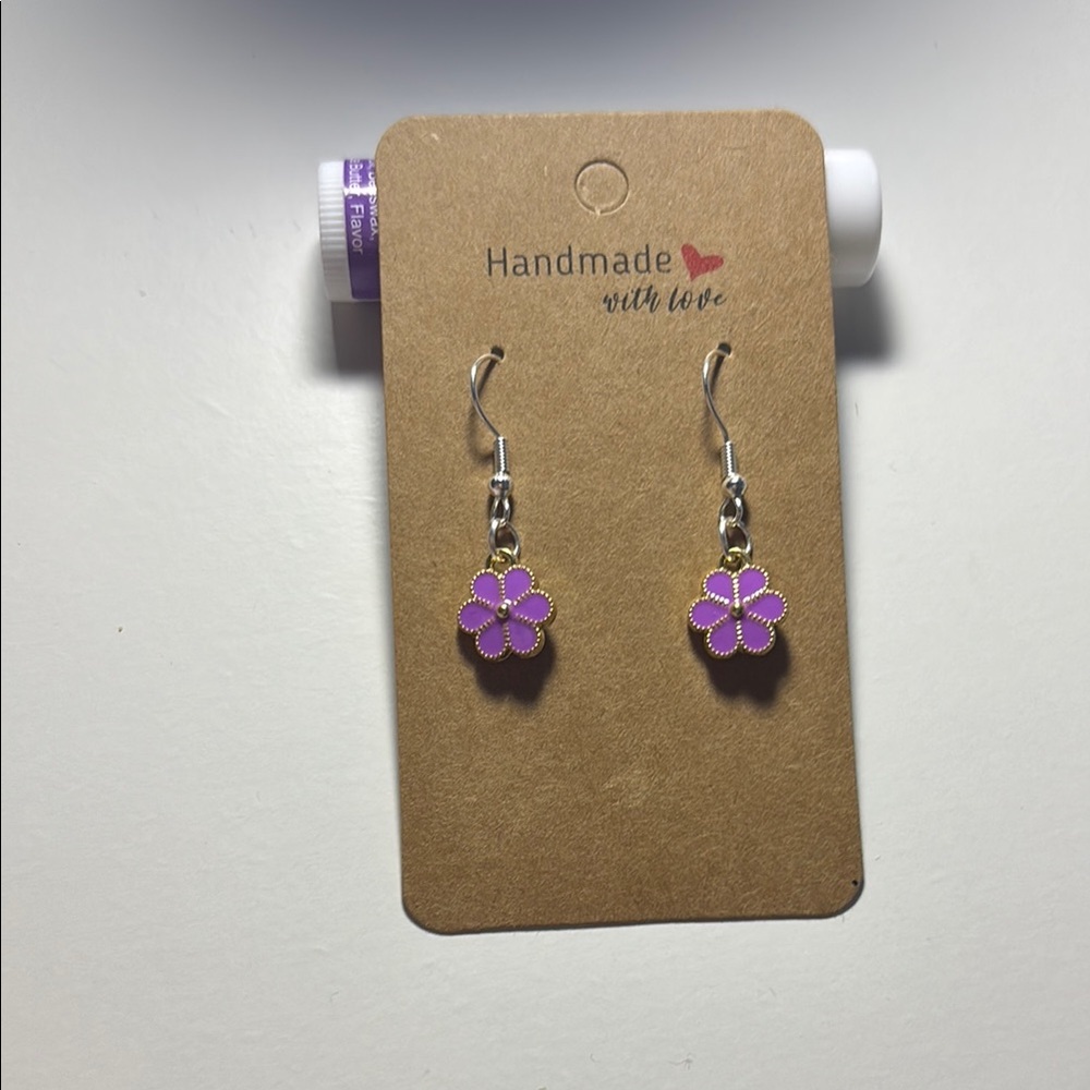 Purple Flower Earrings